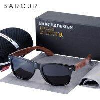 BARCUR แว่นตากันแดดสีดำวอลนัทคุณภาพสูงกันสะท้อนแสง,แว่นตากันแดดไม้แว่นตากันแดด UV400ชายและหญิง