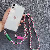 TJJ สำหรับ Iphone 15 14 13 11 12 Pro Max Mini X XR XS 6S 7 8 Plus SE 2020ฝาครอบสาย Crossbody สร้อยคอเคสโทรศัพท์โปร่งใสเส้นเล็ก