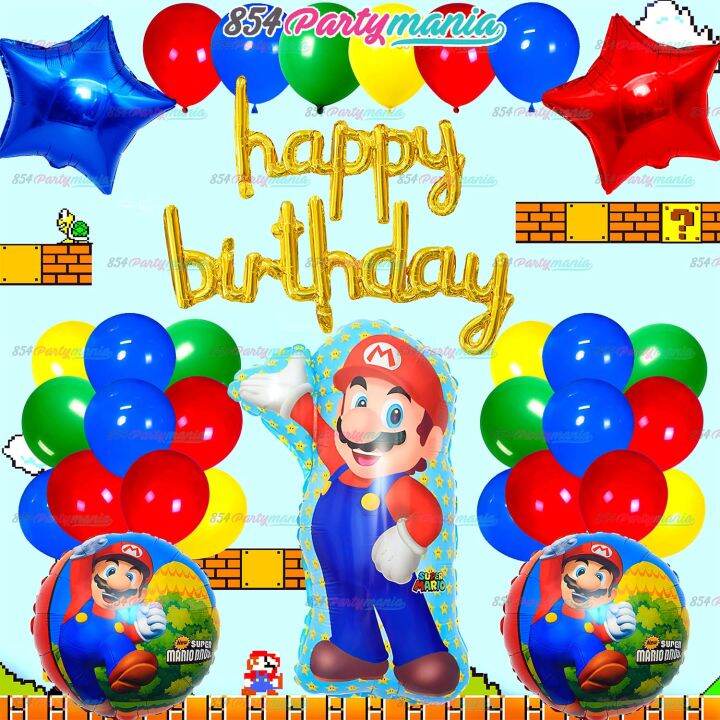 Mario balloons party set video game birthday boy foil balloon theme ...