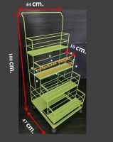 ชั้นวางขวด ชั้นวางขวดน้ำมัน วางขวดน้ำอัดลม วางสีสเปรย์ วางขวดน้ำมันเครื่อง แบบ 4ชั้น มีล้อเลื่อน ขนาด 44x44x105cm.
