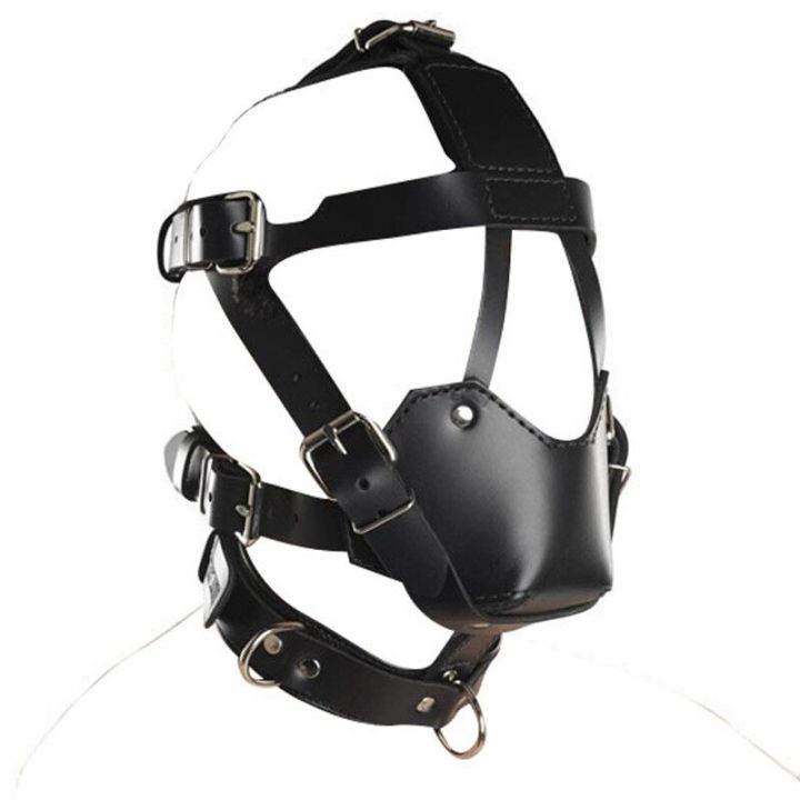 【fast Delivery】pu Leather Padded Hood Mask Blindfold Head Restraint Harness Mask Bdsm Bondage