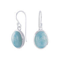 Silver thai 9mm Turquoise earrings silver drop dangle designต่างหูเทอร์ควอยซ์ 9 มม. สีฟ้า