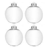 Clear DIY Baubles Shatterproof Seamless Plastic XMAS Ball Home Tree Decor Gift - 100Mm QTY:4