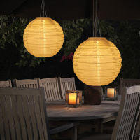 12 inch Colorful Lantern Waterproof Outdoor Garden Decoration Holiday Supplies Nylon Round Hanging LED Solar Lantern