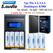 Bộ sạc pin AA & AAA + 08 pin aa 3200 mah sạc lại 1000 lần