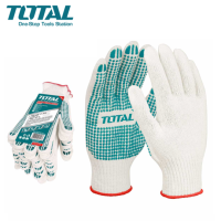 TOTAL ถุงมือผ้าแบบ คอตตอน กันลื่น 6 ขีด รุ่น TSP11102 ( Knitted &amp; PVC dots Gloves )