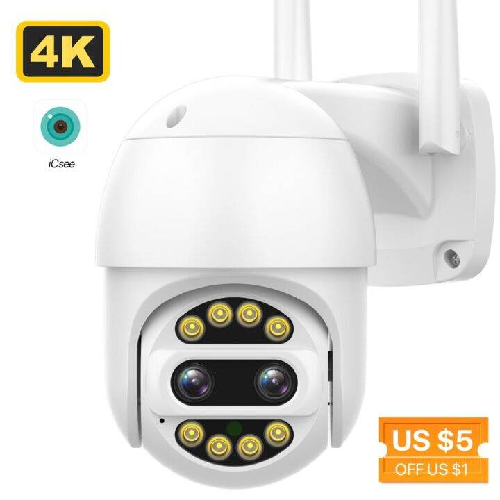 4K 8MP PTZ IP Camera Dual Lens 8X Zoom Wifi Outdoor Security Camera 2K ...