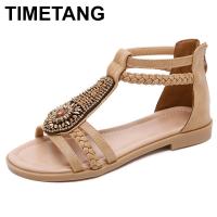 TIMETANG2019 Bohemia Beach Sandals Women Summer Rome Casual Retro Rhinestone String Bead Platform Shoes Woman Plus Size35-42E435