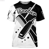 Classic Retro Barber (สต็อกเพียงพอ) Tools Round Neck Short Sleeve Mens Summer 3D Printing T-Shirt Hip Hop Trend Personality Fashion Taste Topคุณภาพสูง size:S-5XL