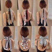 【Ready Stock】 ㍿❦ C18 Korean-style Tying Silk Scarf Female Bowknot Fabric Hairband Ponytail Streamer