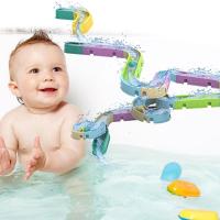 Baby Bath Toys Wall Bathtub Toy Assembling Slide Wind-Up Duck Slide Bathroom Shower Tracks Water Toys for Toddlers Kids Gifts