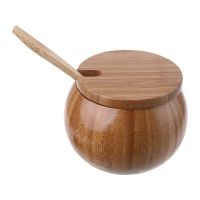 Natural Wooden Salt Box Spice Jar Sugar Bowl Pepper Box Salt Seasoning Container Storage With Lid Kitchen Salt Holder N2UC