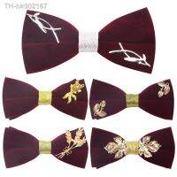 ﹍ Handmade Wine Red Bow Tie For Men Women Classic Suits Bowtie For Party Wedding Bowknot Adult Bow Ties Cravats Ties