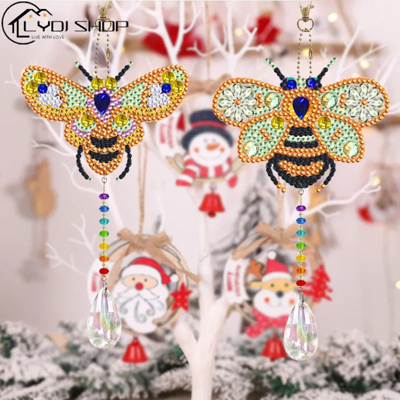 2pcs Diy Diamond Painting Set Double Sided Hanging Pendant Crystal Wind  Chimes Jewellery Kit Art 