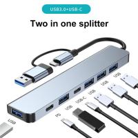 [HOT HAIXWLXKWW 589] 2 1 USB C HUB 4พอร์ต2.0 Hub การ์ดขยายตัว S Plitter อะแดปเตอร์ USB3.0ประเภทสถานีเชื่อมต่อ