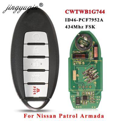 Jingyuqin CWTWB1G744 Tanpa Ki Untuk นิสสันพาโทรล Armada 5 Tombol 433.92Mhz FSK ชิป Pcf7952 ID46 Pintar Ki Mobil Fob ระยะไกล