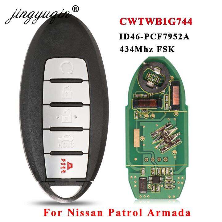 jingyuqin-cwtwb1g744-tanpa-ki-untuk-นิสสันพาโทรล-armada-5-tombol-433-92mhz-fsk-ชิป-pcf7952-id46-pintar-ki-mobil-fob-ระยะไกล