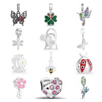 925 Sterling silver Bead butterfly bird bee flower Pendant Women Dangle New Charm Fit Original Pandora Bracelet DIY Jewelry GIft