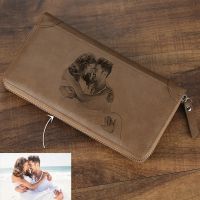 Christmas Gift for Women Men Personalized Photo PU Leather Long Zipper Wallet Mothers Fathers Day Anniversary Custom Gifts