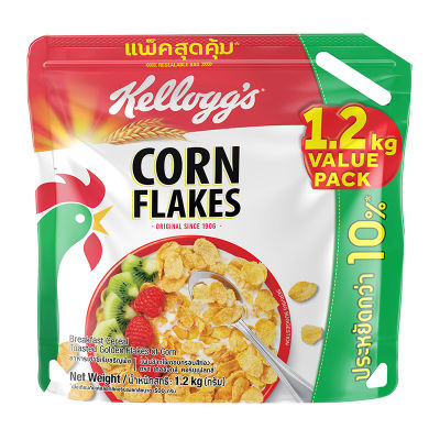 สินค้ามาใหม่! เคลล็อกส์ คอร์นเฟลกส์ ซีเรียลธัญพืช ชนิดถุง 1.2 กิโลกรัม Kelloggs Corn Flakes Cereal 1.2 Kg ล็อตใหม่มาล่าสุด สินค้าสด มีเก็บเงินปลายทาง