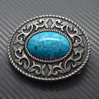 NEW Fashion Vintage Gift Metal Belt Buckle Resin stones Turquoise Oval (K#168)