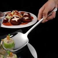 ∈✌ Kitchen Dinner Dish Public Spoon Soup Restaurant Large Stainless Steel Distributing Spoon Buffet Serving Spoon Big Soup Spoon