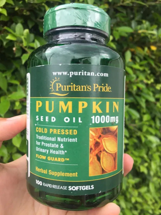 Pumpkin Seed Oil น้ำมันเมล็ดฟักทองสกัดเย็น 1000 mg 100 Softgels (Puritan's Pride®) Lazada.co.th