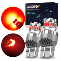 AUXITO 2ชิ้น T20 W21 7443/5วัตต์ไฟ WY21W LED Canbus Strobe 4เวลาสัญญาณท้ายเบรครถหลอดไฟหยุดสีแดงโคมไฟแบบสะท้อน