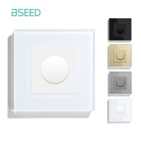 BSEED Dimmer Light Switch Rotary Knob Glass Mechanical LED Dimmable Wall Mounted Switches EU Standard Switches Electrical Circuitry  Parts