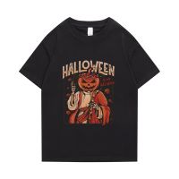 2023 Halloween Pumpkin Head Print Men Tshirt Summer Short Sleeve Oversized T-Shirts Cotton Clothing Harajuku Vintage