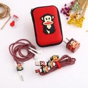 Bộ Bảo Vệ Tai Nghe Cáp Usb Hoạt Hình Dễ Thương Với Hộp Tai Nghe Miếng Dán