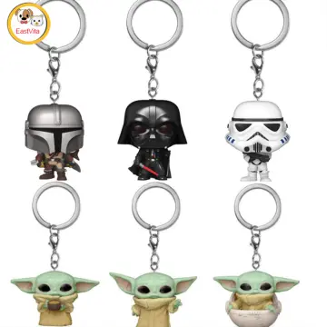 FUNKO POP Keychain Star-Wars PVC Action Figure Yoda Mandalorian Darth Vader  Stormtrooper Collection Toys for Pendant