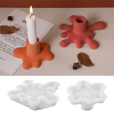 Resin Candle Holder Mold Crystal Plaster Candle Mold DIY Candle Making Molds Silicone Candle Molds Flowing Water Candlestick Mold