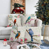 Cushion Set of 4 Vintage Flowers And Birds Throw Pillows Cases Sofa Home Decor Window Seat Decorations Pillow Cover