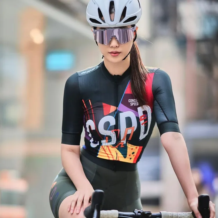 Women's Cycling Suit Team Triathlon Race Suit Jumpsuit Short Sleeve With  Pockets GEL Pad Summer Bike Riding Clothing (Color : 01, Size : 5XL)