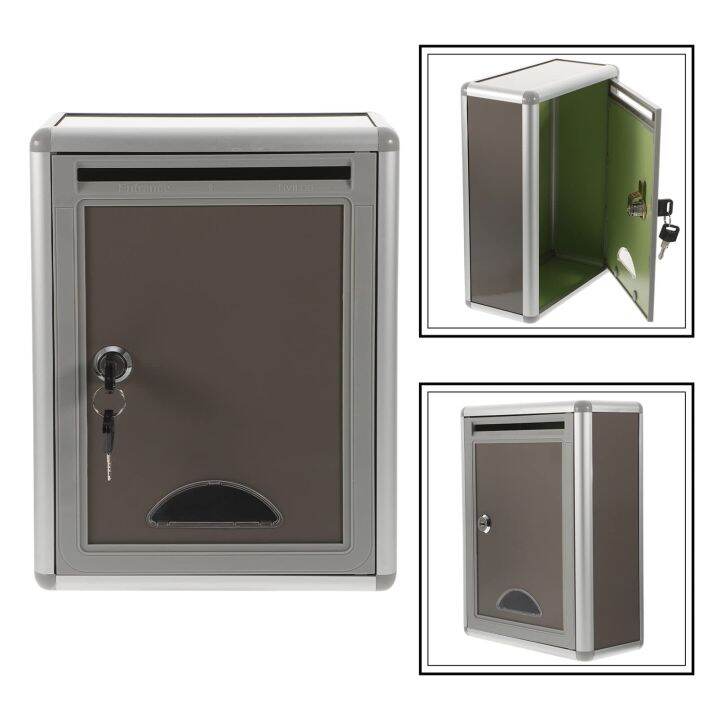 กล่องจดหมายที่ล็อคได้-อลูมิเนียมอัลลอยด์โพสต์กล่อง-wall-mount-mail-เหล็กผู้ถือจดหมายการจัดเก็บการรักษาความปลอดภัยกลางแจ้งล็อคกล่องจดหมายบ้านระเบียงสวน-decor