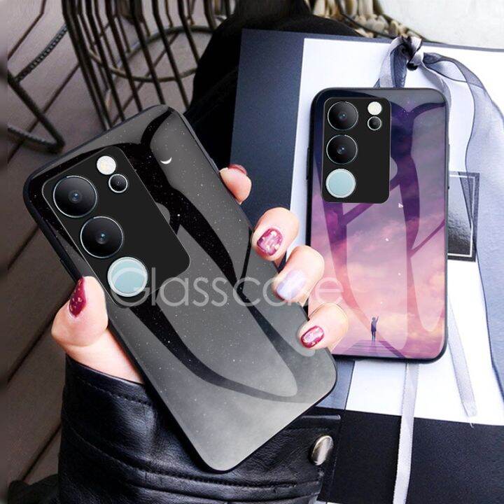 เคสสำหรับ-vivo-v29ขนาด5กรัมสำหรับ-v29-v27-pro-v27e-v29e-v29pro-v27pro-vivov29-5กรัมเคสโทรศัพท์กระจกเทมเปอร์2023กรอบ-tpu-แบบนุ่มป้องกันแข็งกันแรงกระแทกฝาครอบด้านหลัง