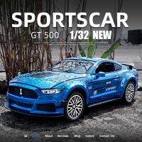 ของเล่นของขวัญสำหรับเด็กรุ่นรถโลหะผสมรถฟอร์ดมัสแตง GT500รถรถลากมีเสียงสำหรับเด็ก4สำหรับเปิดประตู