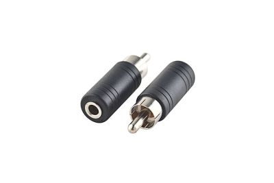 ：“{》 1Pcs/2Pcs Black 3.5Mm Female To RCA Male Mono Audio Adapter RCA Plug To 3.5 Jack Connector Converter