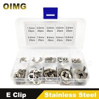 120/200pcs E Clip Washer Kit 304 Stainless Steel E-Clip Circlip External Retaining Clips 10 Sizes 1.5mm-10mm Retaining Ring Nails Screws  Fasteners