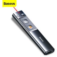 Baseus ปากกานำเสนอแบบไร้สาย2.4กิกะเฮิร์ตซ์อะแดปเตอร์ USB ตัวชี้การควบคุมระยะไกลแบบมือถือดินสอสีแดงตัวชี้ในการนำเสนองานจุดพลังงาน PPT