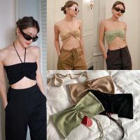 NEW IN!! MINI BRA ???(270฿ฟรีส่ง) เสื้อครอปบรา ไหมพรมผูกคอ จะใส่ผูกคอ ผูกเอว ก็ได้หมด แมทช์ได้หลายสไตล์ glam