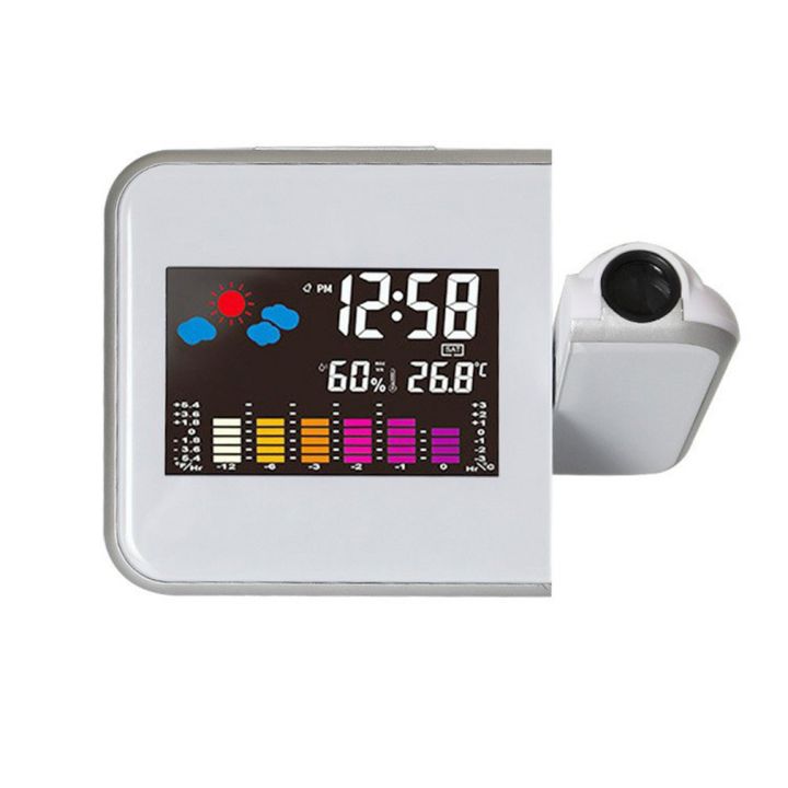 led-ดิจิตอลฉายนาฬิกาปลุกอุณหภูมิเครื่องวัดอุณหภูมิความชื้นความชื้นโต๊ะเวลาโปรเจคเตอร์นาฬิกา-usb-ชาร์จนาฬิกาตั้งโต๊ะ