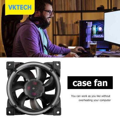 Vktech พัดลมพัดลมระบายความร้อน CPU เคสคอมพิวเตอร์ PWM,หม้อน้ำแบบเงียบพัดลมสำหรับกล่องระบายความร้อนซีพียูคอมพิวเตอร์ควบคุมอุณหภูมิอัจฉริยะ