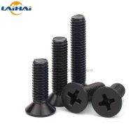 ☏㍿♀ 5/100pcs M1.6 M2 M2.5 M3 Black 304 Stainless Steel Cross Recessed Phillips Flat Countersunk Head Screw Bolt Thread Length 3-60mm