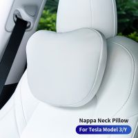 neck pillow For tesla model 3 2018-2022 23/model y Headrest lumbar support Neck pillow High-quality leather Seat car accessories