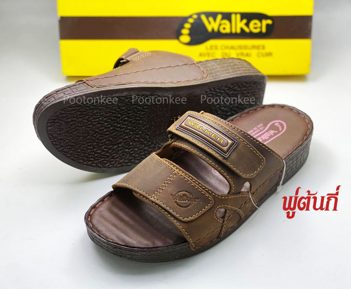 รองเท้า-walker-รุ่น-wb698-รองเท้าแตะวอคเกอร์-รองเท้าหนังแท้-สีดำ-น้ำตาล-ของแท้