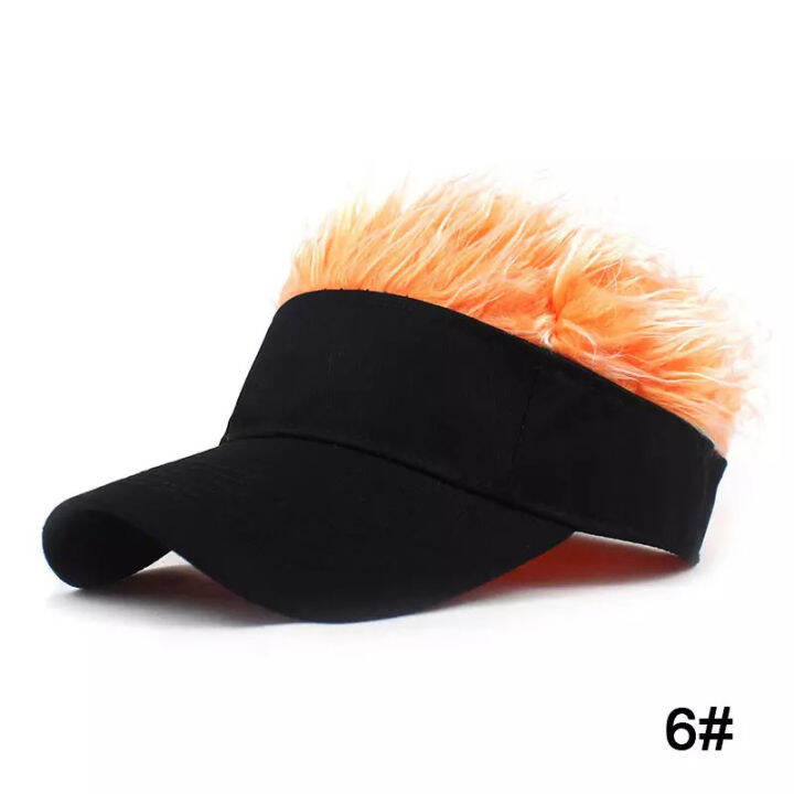 【Available】6 Colors Unisex Wig Visor Men Baseball Cap Wig Adjustable