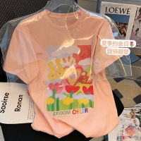 summer flowers print cotton T shirt for women harajuku oversized t-shirt Woman short sleeve Graphic Tees kawaii Clothes y2k Tops