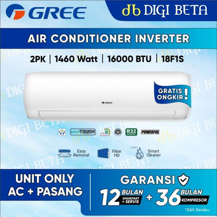 AC Gree 2 PK Inverter GWC-18F1S Air Conditioner Split 1500 Watt ...